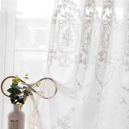 Tenda Voile Jacquard con Disegno Damascato