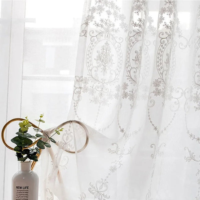 Tenda Voile Jacquard con Disegno Damascato