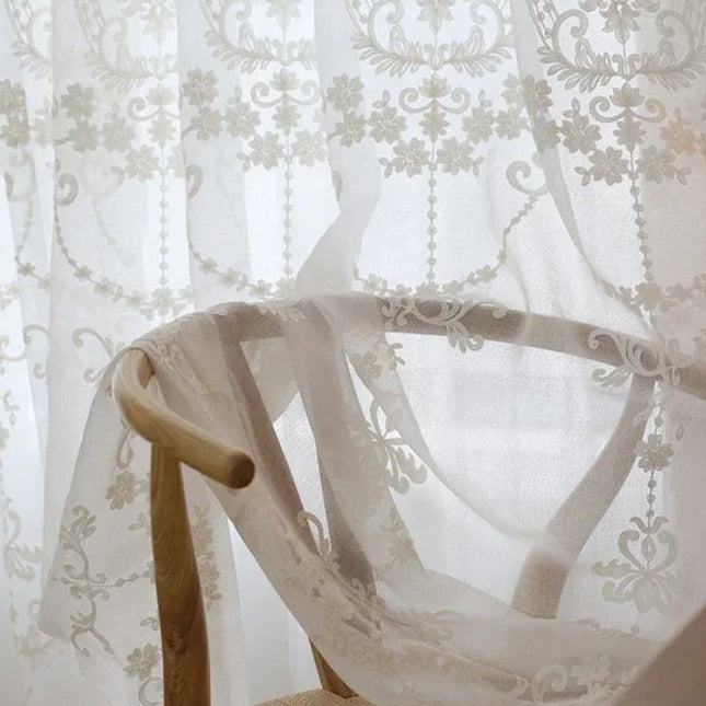 Tenda Voile Jacquard con Disegno Damascato