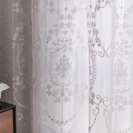 Tenda Voile Jacquard con Disegno Damascato