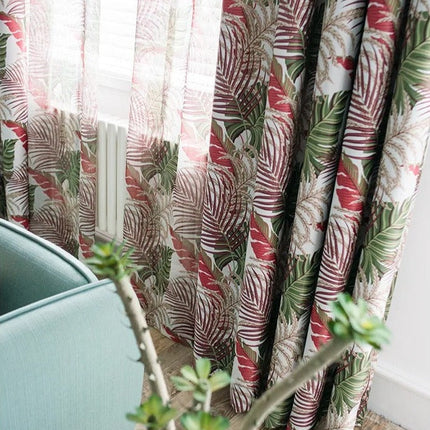 Tenda filtrante leggera con foglie tropicali