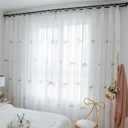 Tenda Voile Ricamata con Arcobaleni Bambini