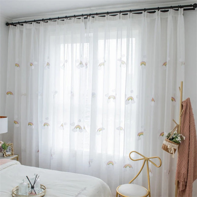 Tenda Voile Ricamata con Arcobaleni Bambini