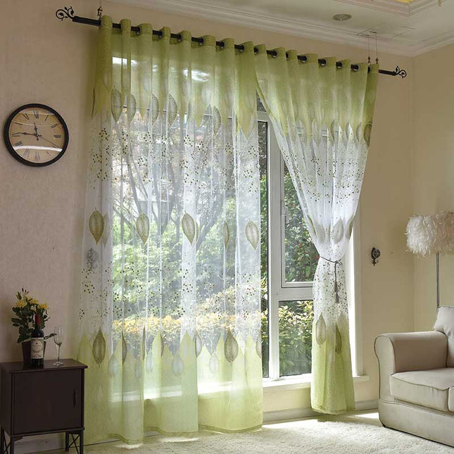 Tenda velata verde con motivo foglie