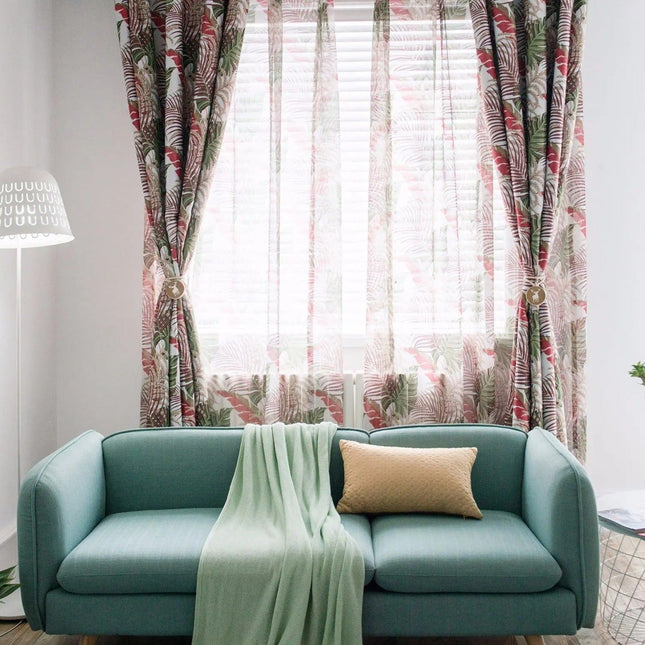 Tenda filtrante leggera con foglie tropicali