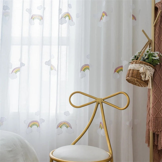 Tenda Voile Ricamata con Arcobaleni Bambini