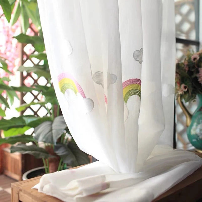 Tenda Voile Ricamata con Arcobaleni Bambini