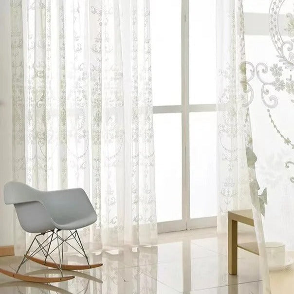 Tenda Voile Jacquard con Disegno Damascato