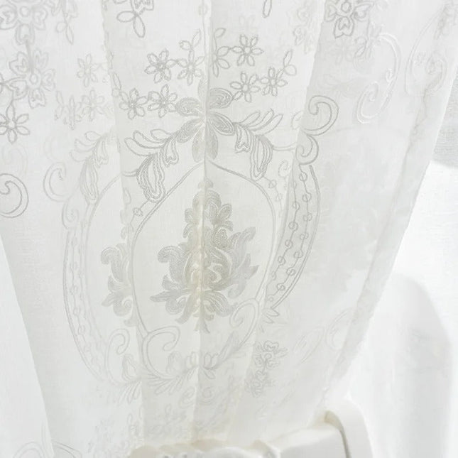 Tenda Voile Jacquard con Disegno Damascato