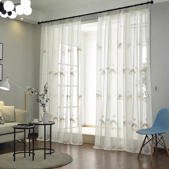 Tenda Voile Ricamata con Arcobaleni Bambini