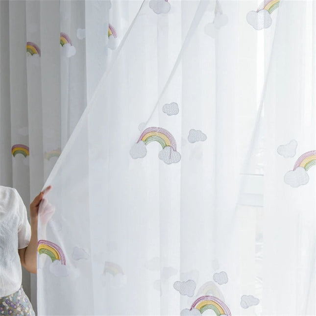 Tenda Voile Ricamata con Arcobaleni Bambini