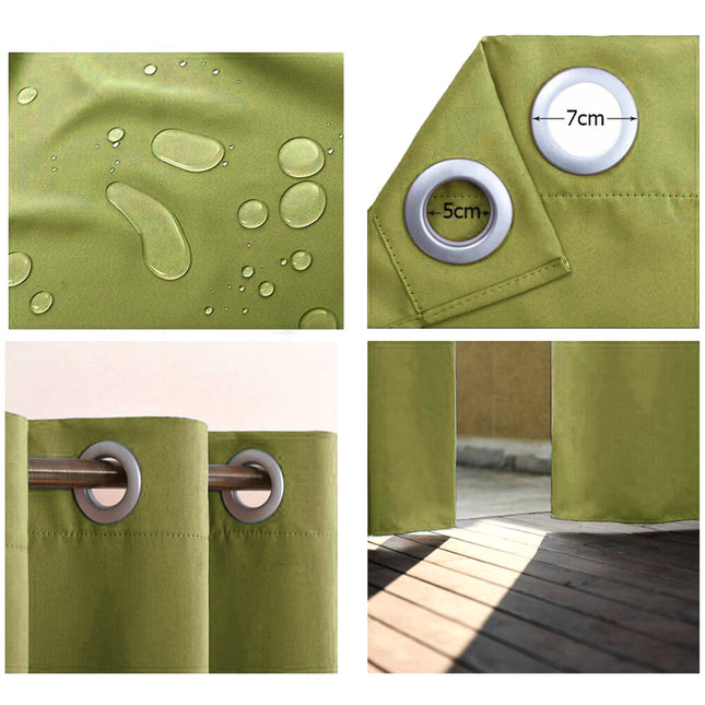 Tenda da esterno verde con occhielli
