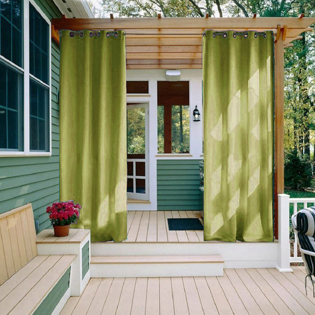 Tenda da esterno verde con occhielli